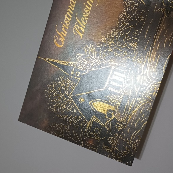 $2 Add-on Foil Snowy Church Scene Christmas Card & Envelope Gold - Picture 4 of 9